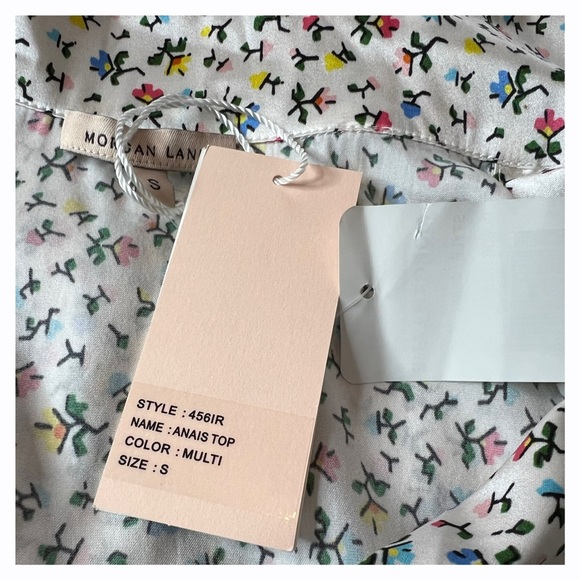 Morgan Lane Anais Long Sleeve Floral Confetti Silk Night Shirt Size Women Large - Picture 10 of 11